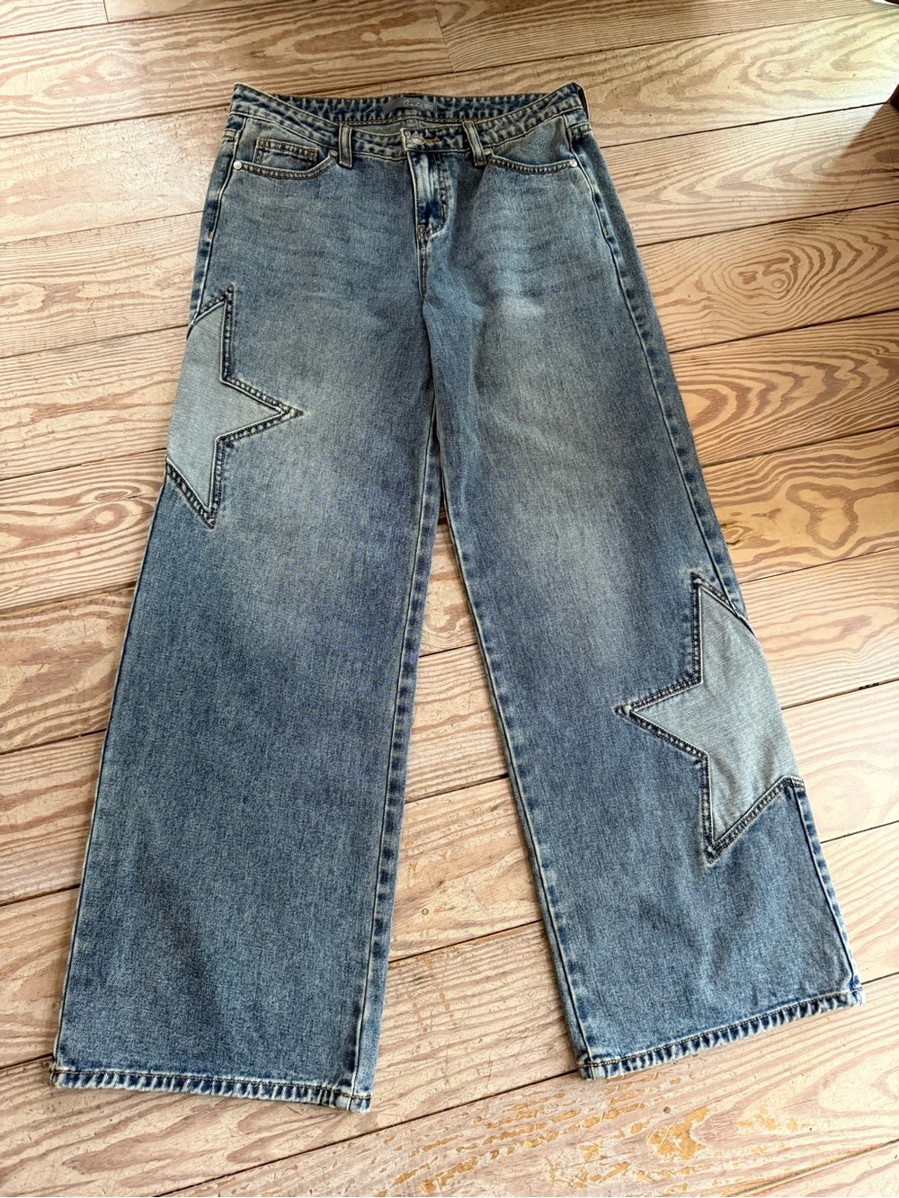 Cali 1850 Star Patch Wide Leg Jeans Size 9